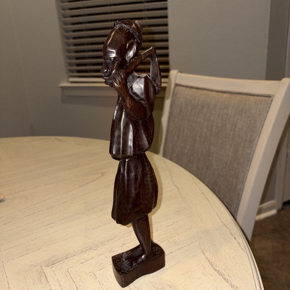 Hand Carved Wood Sculpture Family Figure Statue Tribal Folk Art 13” Two Tone